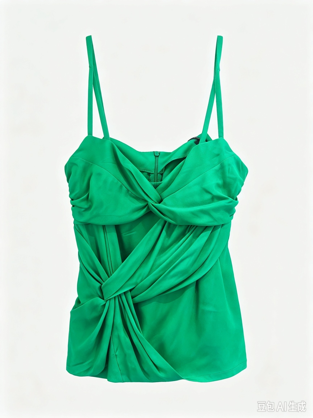 Women’s Green Draped Spaghetti Strap Top